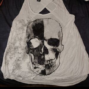 Hot Topic Large White Skull Tank Top